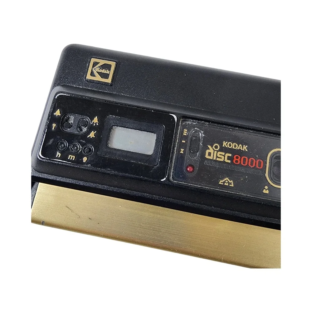 Kodak Disc 8000 Vintage Camera Black Gold with Digital‎ Clock and Flash USA
